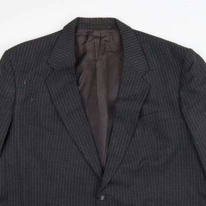 Marks & Spencer Mens Grey Striped Polyester Jacket Suit Jacket Size 46 Regular