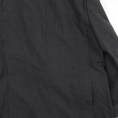 Marks & Spencer Mens Grey Striped Polyester Jacket Suit Jacket Size 46 Regular