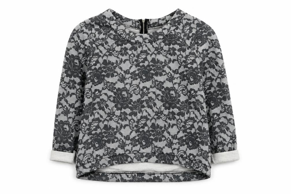 George Womens Grey Round Neck Floral Polyester Pullover Jumper Size 8
