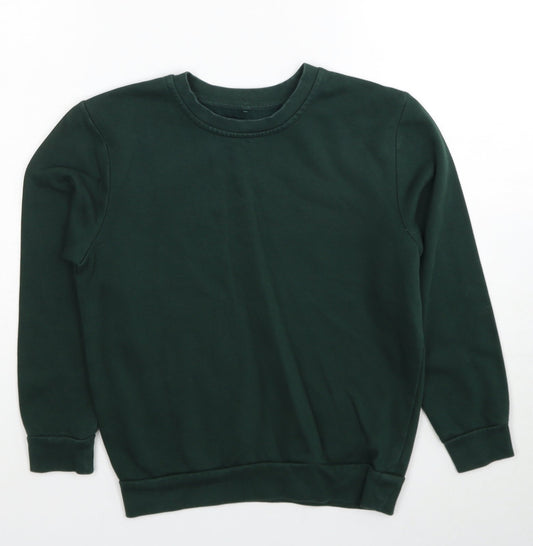 Preworn Boys Green Cotton Pullover Sweatshirt Size 8-9 Years Pullover