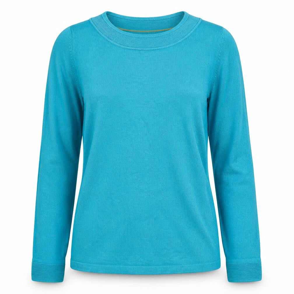 Bonmarché Womens Blue Round Neck Viscose Pullover Jumper Size S