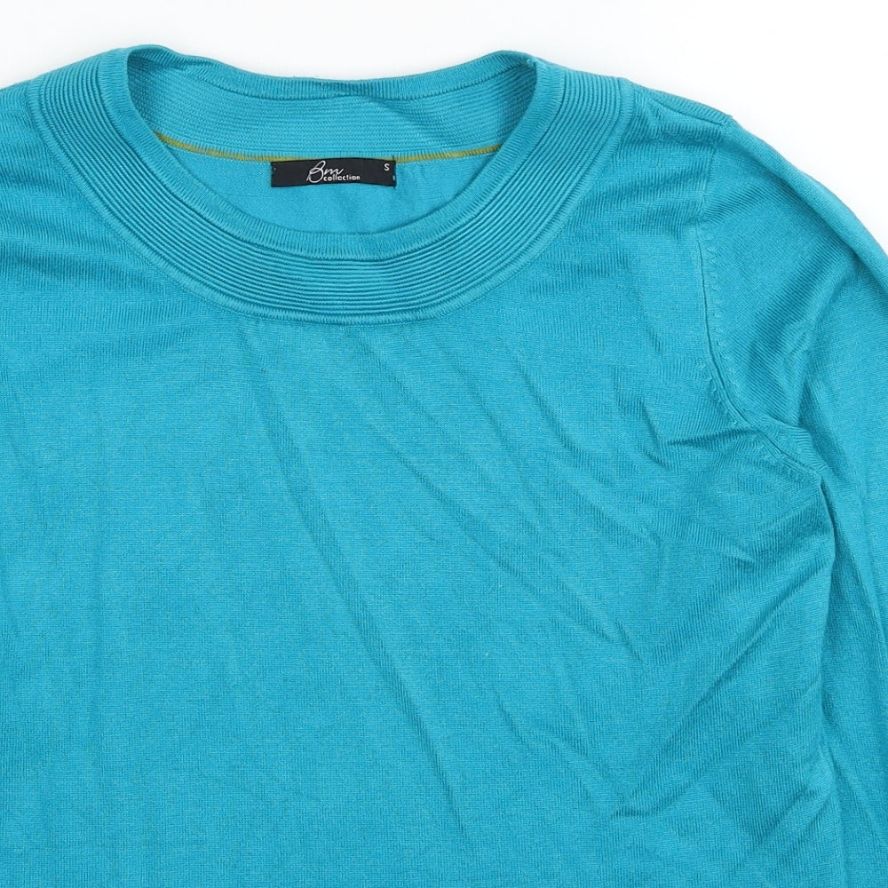Bonmarché Womens Blue Round Neck Viscose Pullover Jumper Size S