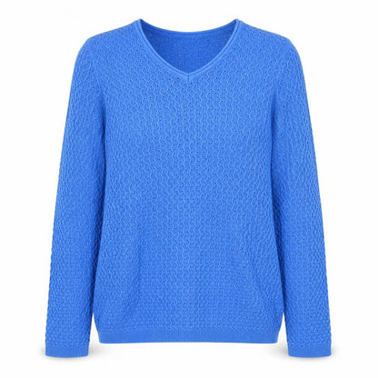 EWM Womens Blue V-Neck Acrylic Pullover Jumper Size 10 - Size 10-12