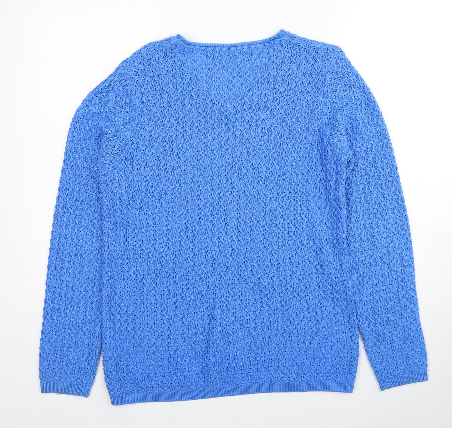 EWM Womens Blue V-Neck Acrylic Pullover Jumper Size 10 - Size 10-12