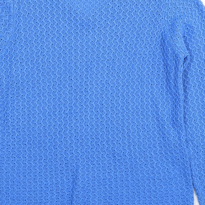EWM Womens Blue V-Neck Acrylic Pullover Jumper Size 10 - Size 10-12