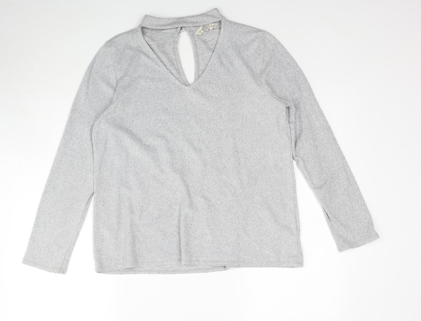 F&F Womens Grey V-Neck Polyester Pullover Jumper Size 14