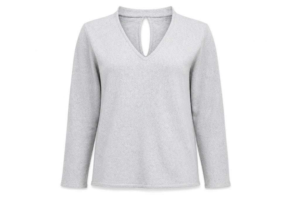 F&F Womens Grey V-Neck Polyester Pullover Jumper Size 14