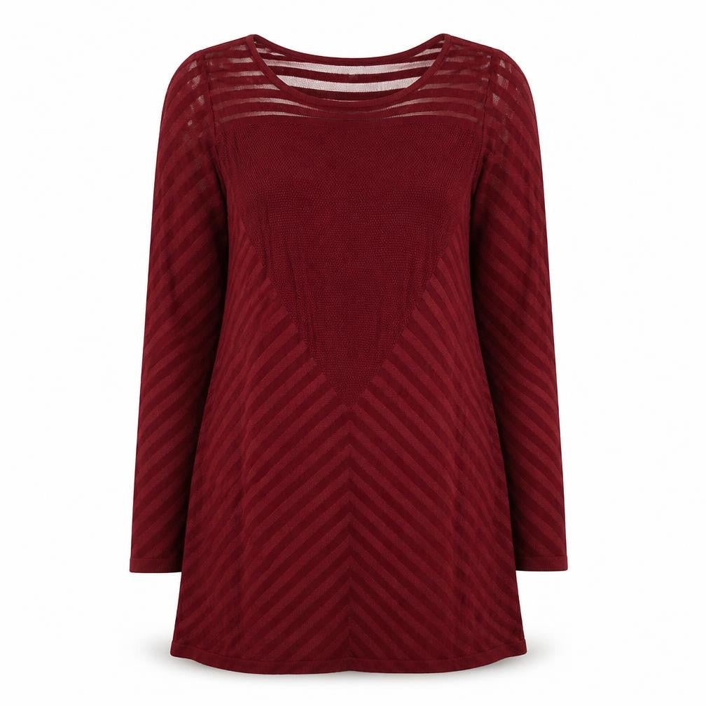 Per Una Womens Red Geometric Viscose A-Line Size 12 Round Neck Pullover