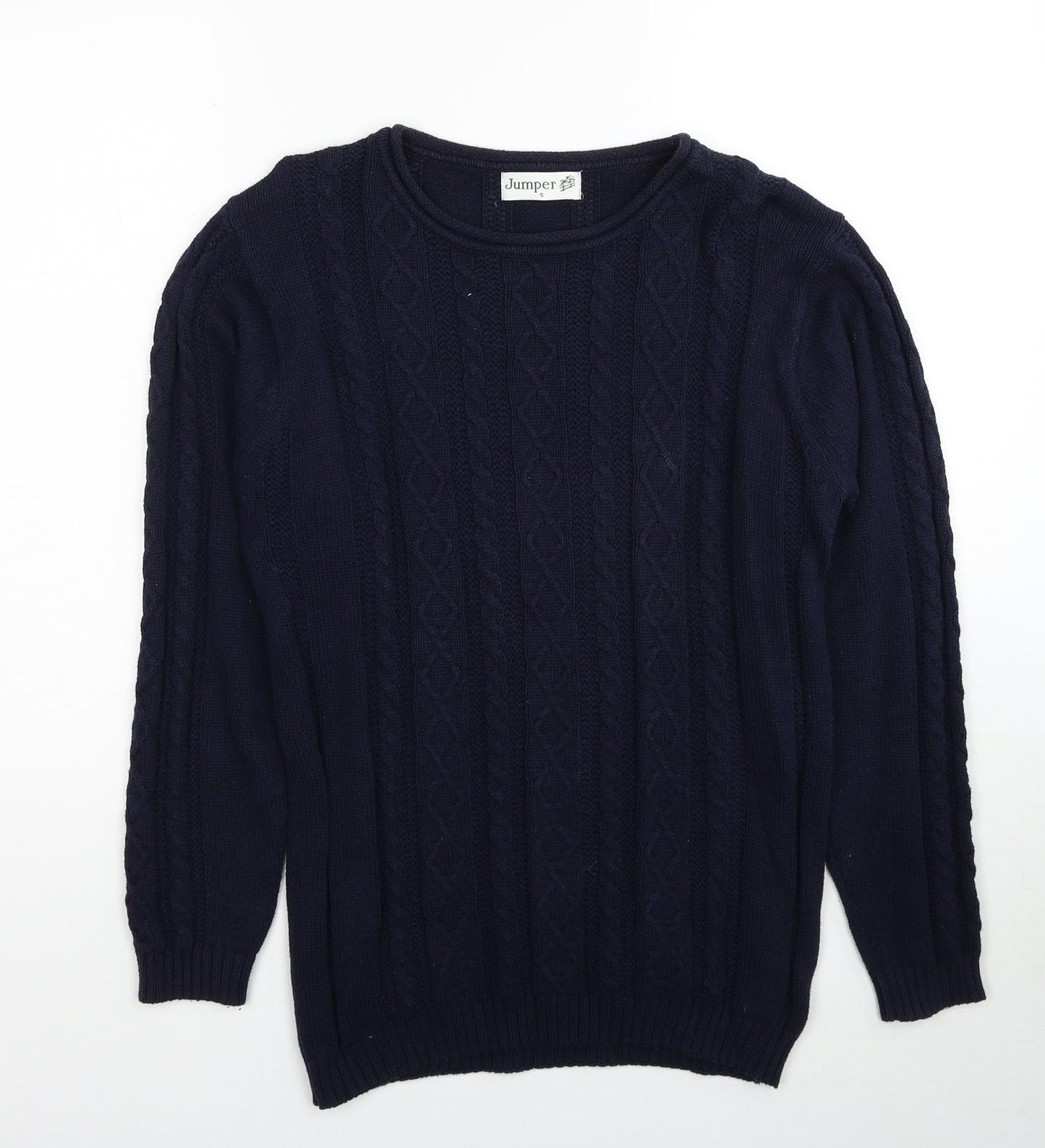 Jumper Womens Blue Round Neck Cotton Pullover Jumper Size S