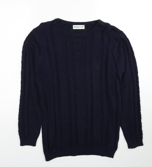Jumper Womens Blue Round Neck Cotton Pullover Jumper Size S