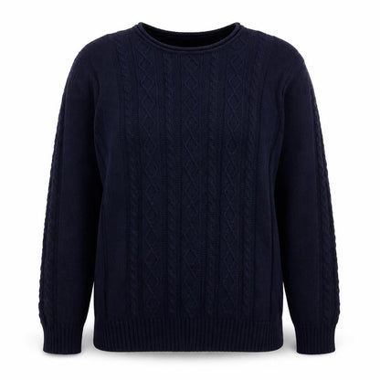 Jumper Womens Blue Round Neck Cotton Pullover Jumper Size S