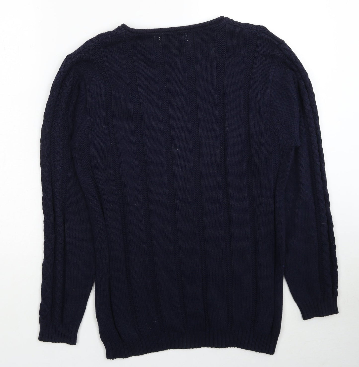 Jumper Womens Blue Round Neck Cotton Pullover Jumper Size S