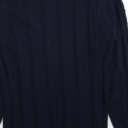 Jumper Womens Blue Round Neck Cotton Pullover Jumper Size S