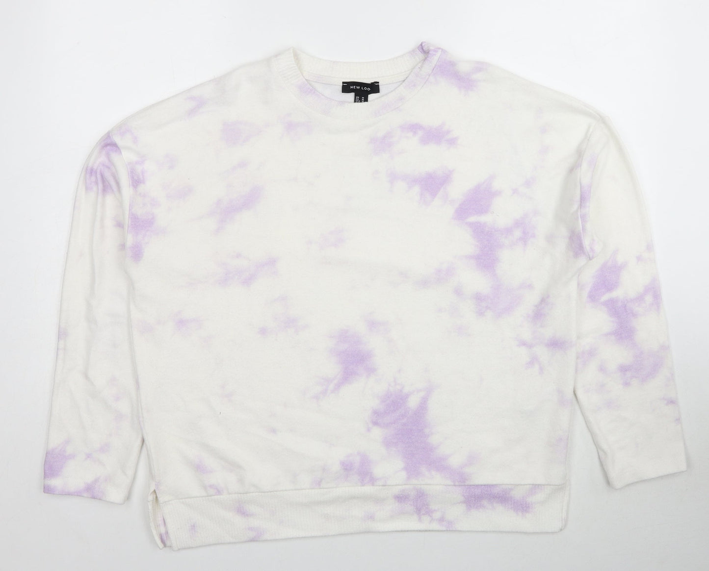 New Look Womens White Viscose Pullover Sweatshirt Size M - Tie Dye