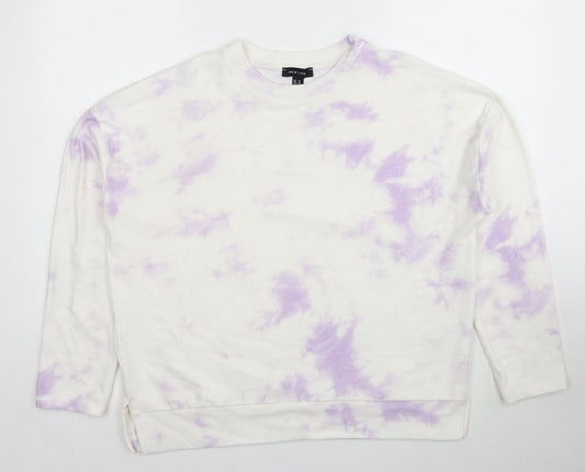 New Look Womens White Viscose Pullover Sweatshirt Size M - Tie Dye