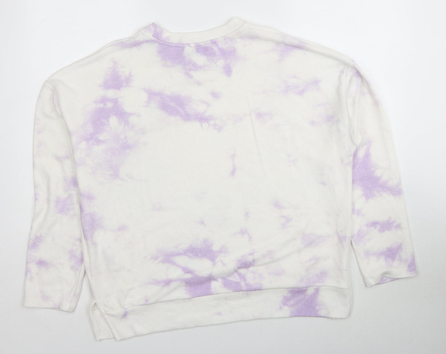 New Look Womens White Viscose Pullover Sweatshirt Size M - Tie Dye