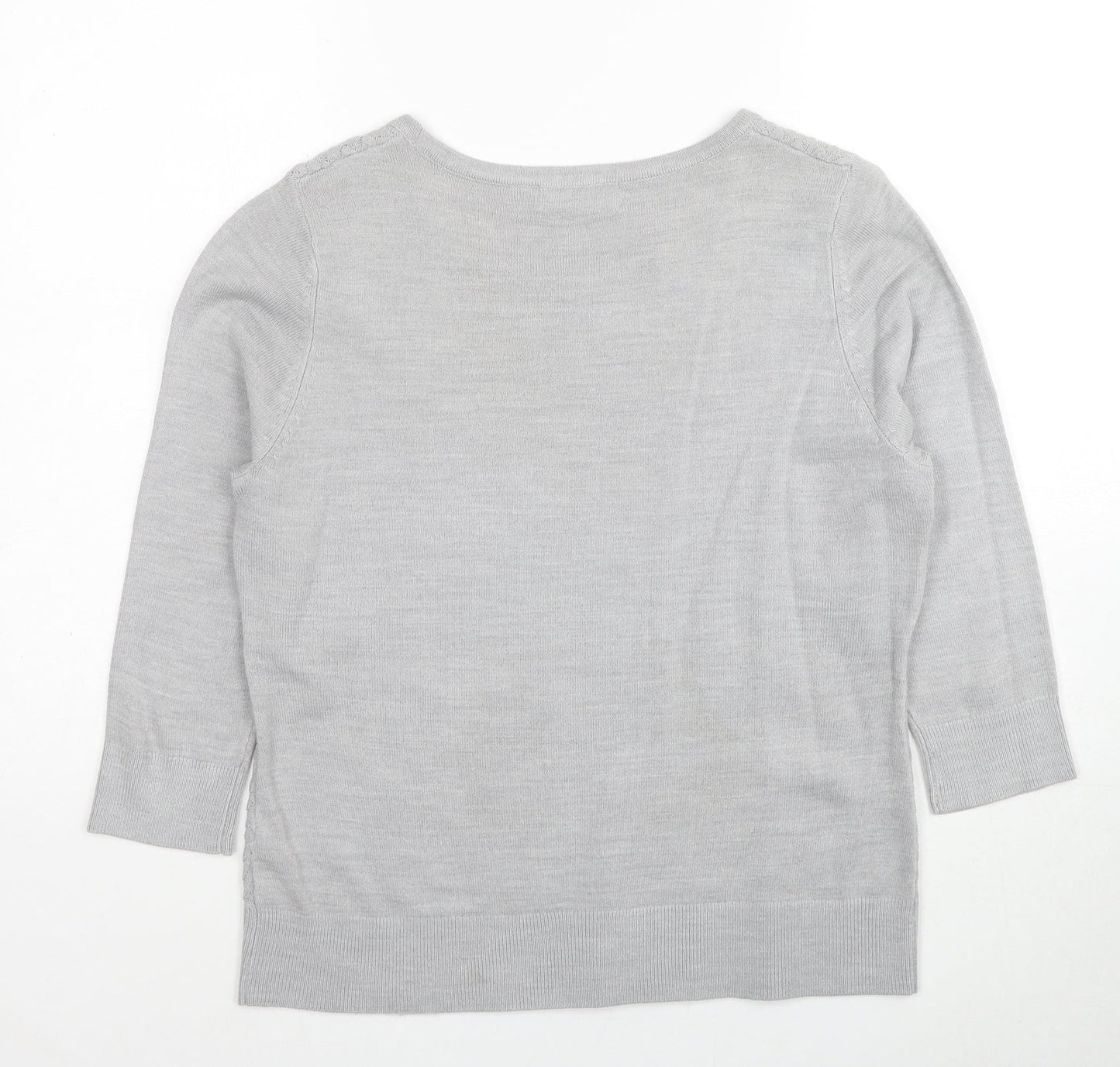 Marks and Spencer Womens Grey Round Neck Acrylic Pullover Jumper Size 14