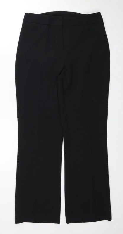 BHS Womens Black Polyester Trousers Size 10 Regular Zip