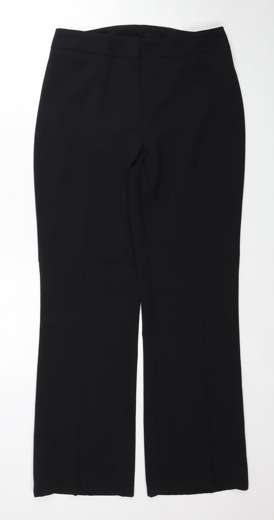 BHS Womens Black Polyester Trousers Size 10 Regular Zip