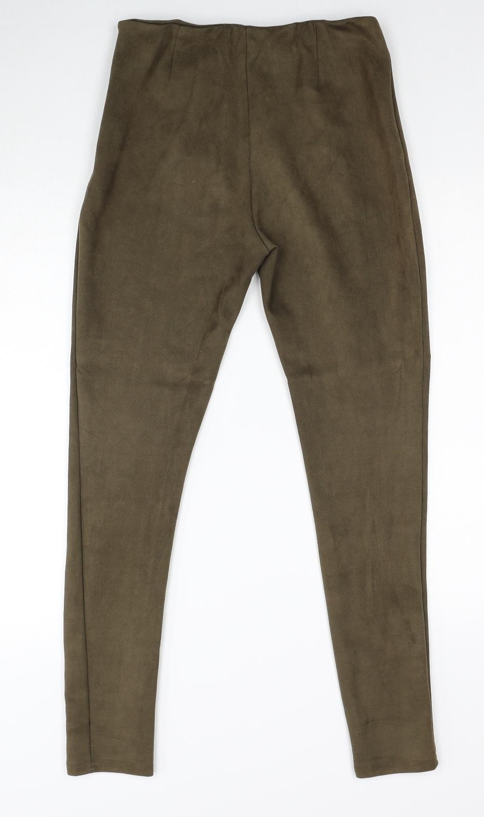 Preworn Womens Brown Polyester Trousers Size M Regular Zip