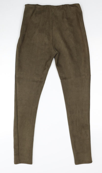 Preworn Womens Brown Polyester Trousers Size M Regular Zip