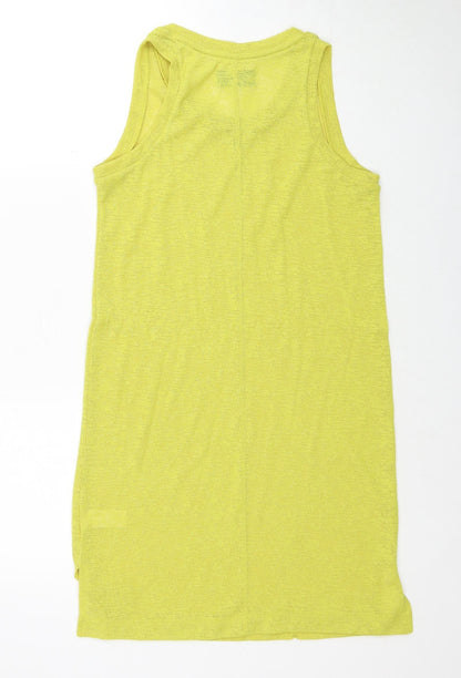 Next Womens Yellow Polyester Tank Dress Size 8 Scoop Neck Pullover