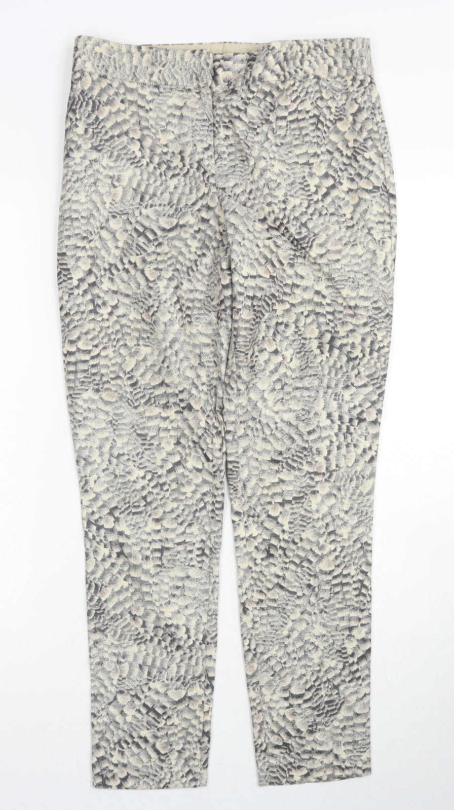 South Womens Beige Geometric Polyacrylate Fibre Trousers Size 10 Regular Zip