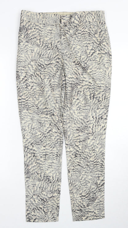 South Womens Beige Geometric Polyacrylate Fibre Trousers Size 10 Regular Zip