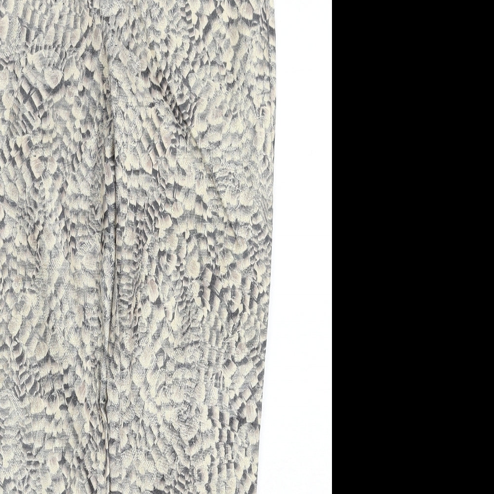 South Womens Beige Geometric Polyacrylate Fibre Trousers Size 10 Regular Zip