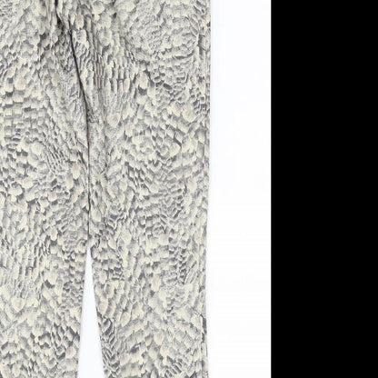 South Womens Beige Geometric Polyacrylate Fibre Trousers Size 10 Regular Zip