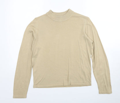 Marks & Spencer Womens Beige Mock Neck Acrylic Pullover Jumper Size 12