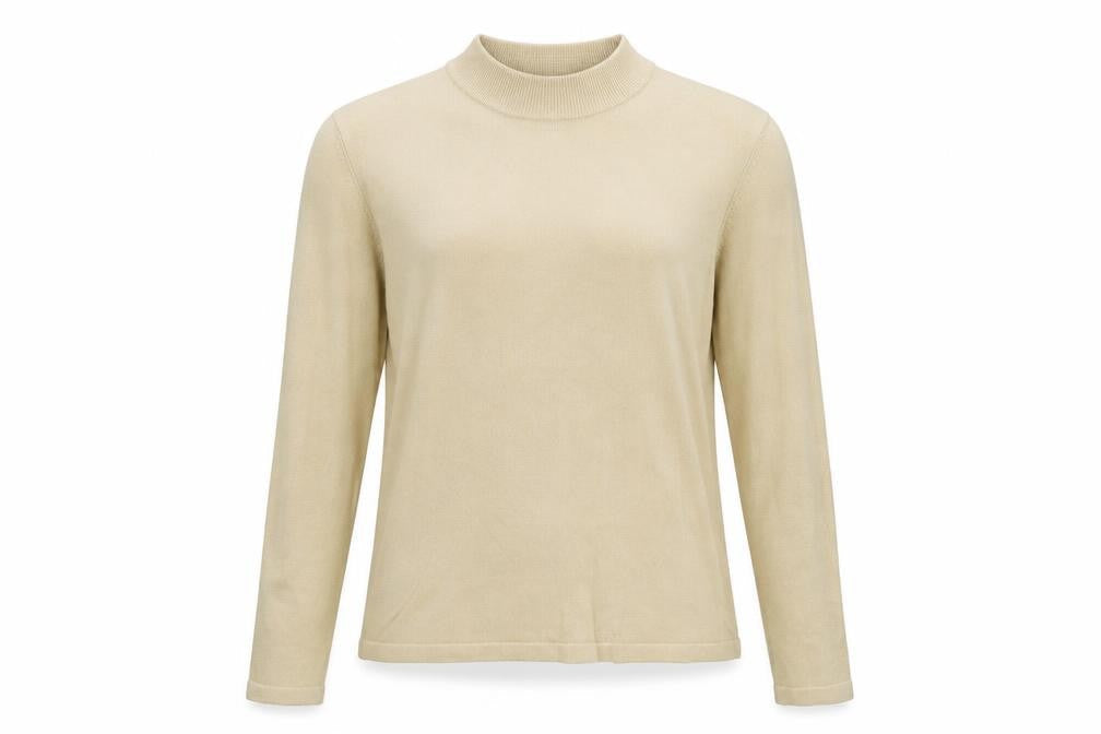 Marks & Spencer Womens Beige Mock Neck Acrylic Pullover Jumper Size 12