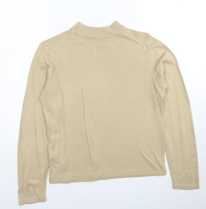 Marks & Spencer Womens Beige Mock Neck Acrylic Pullover Jumper Size 12
