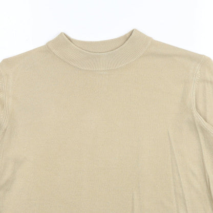 Marks & Spencer Womens Beige Mock Neck Acrylic Pullover Jumper Size 12