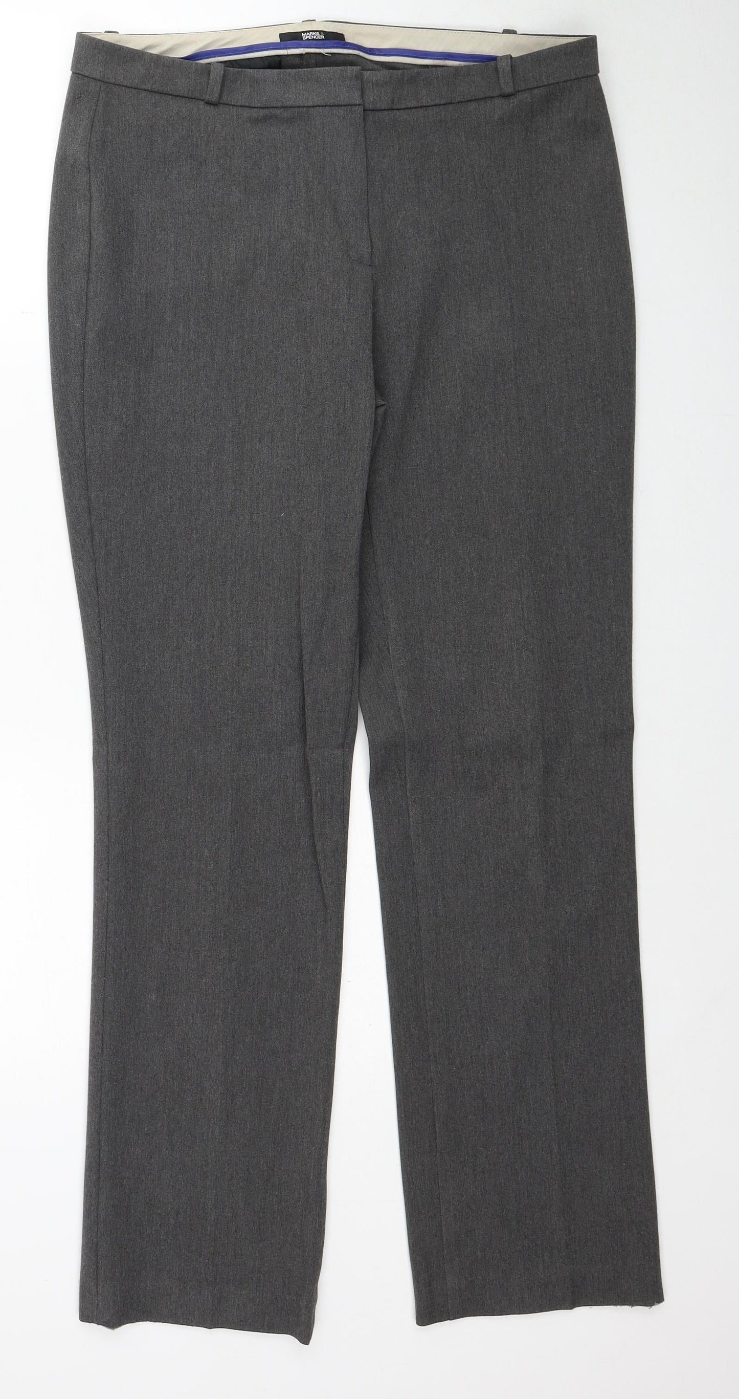 Marks and Spencer Womens Grey Polyester Trousers Size 12 Regular Zip