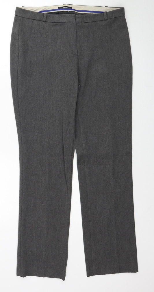 Marks and Spencer Womens Grey Polyester Trousers Size 12 Regular Zip