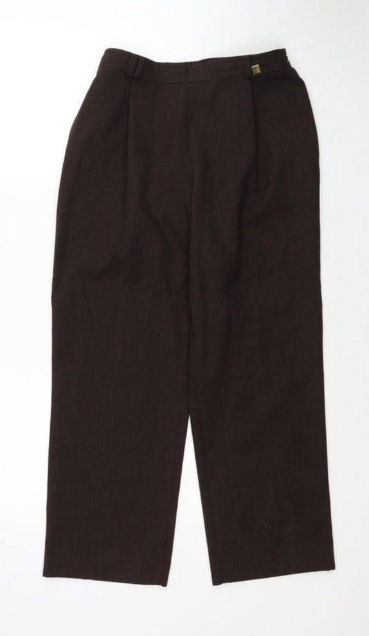 Marks and Spencer Womens Brown Polyester Trousers Size 10 Regular