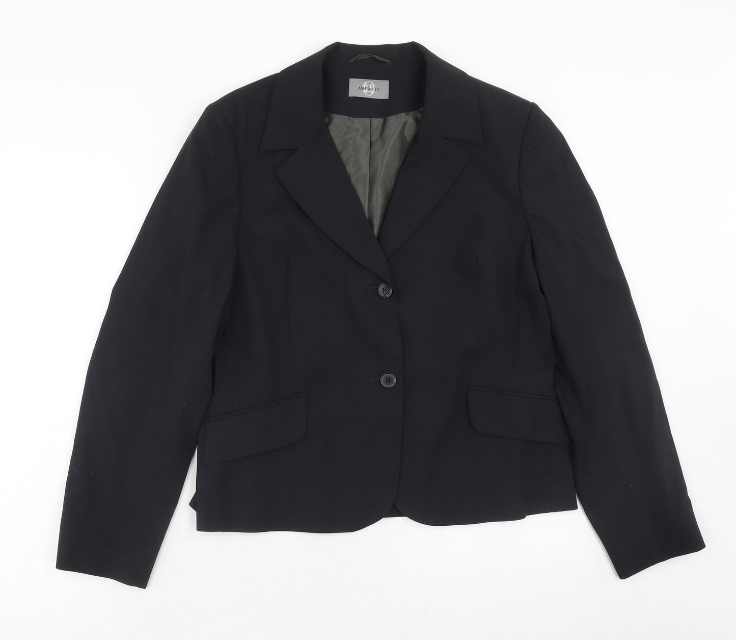 AMARANTO Womens Black Polyester Jacket Suit Jacket Size 16