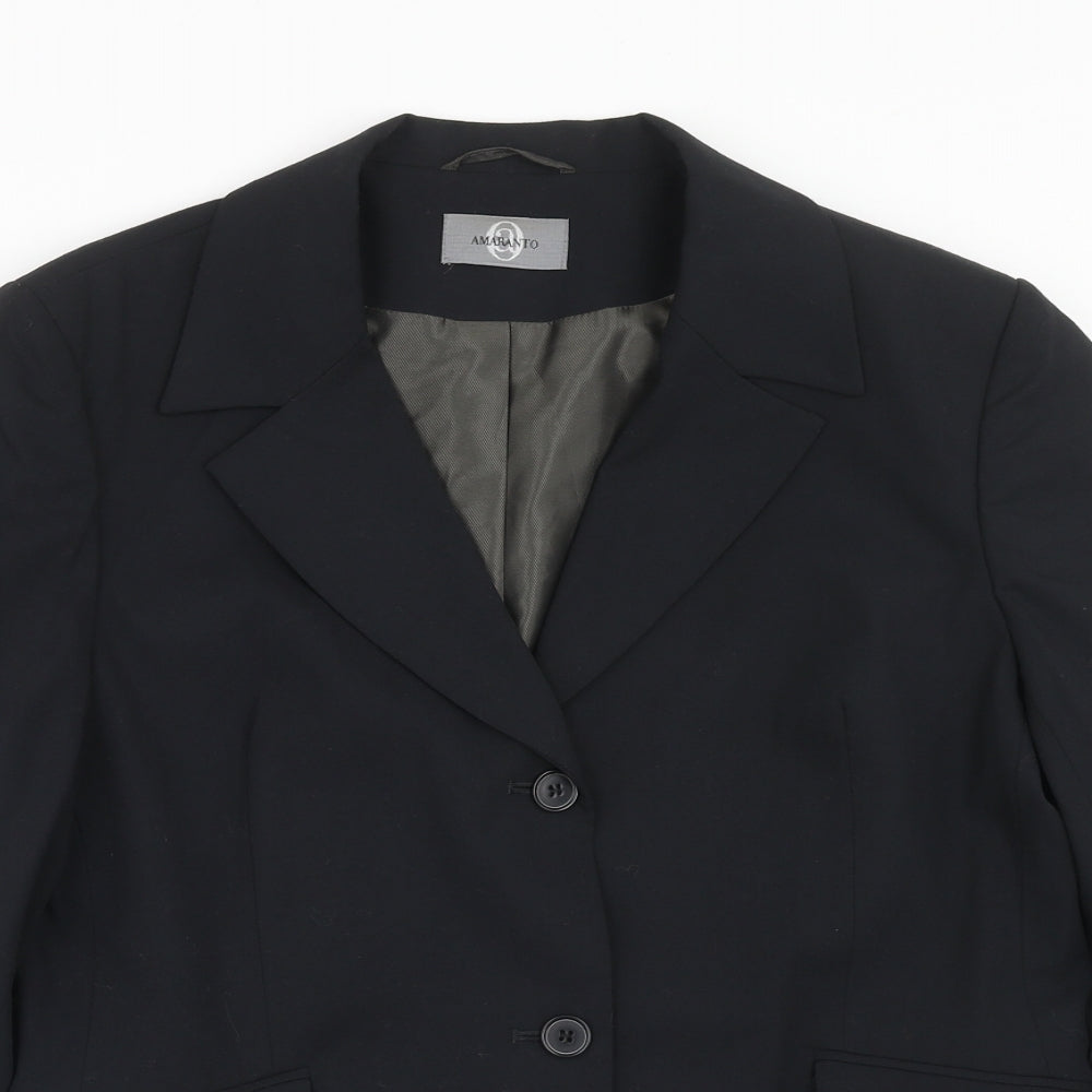 AMARANTO Womens Black Polyester Jacket Suit Jacket Size 16