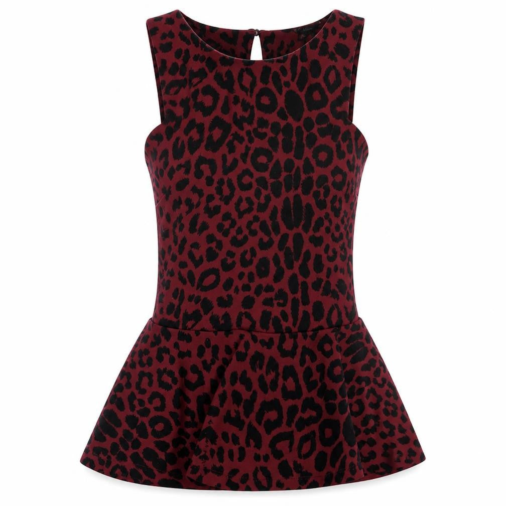 New Look Womens Purple Animal Print Polyester Basic Tank Size 6 Round Neck - Leopard Print
