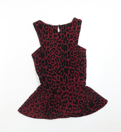 New Look Womens Purple Animal Print Polyester Basic Tank Size 6 Round Neck - Leopard Print