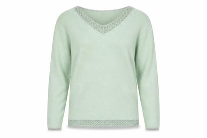 Elizabeth Scott Mens Green V-Neck Acrylic Pullover Jumper Size M Long Sleeve