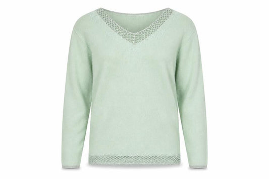 Elizabeth Scott Mens Green V-Neck Acrylic Pullover Jumper Size M Long Sleeve