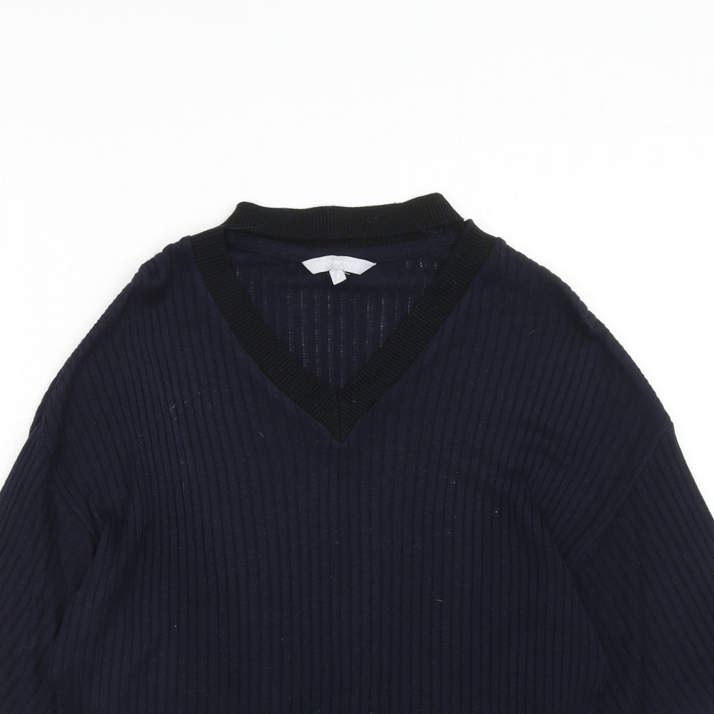 Red Herring Womens Blue V-Neck Viscose Pullover Jumper Size 8