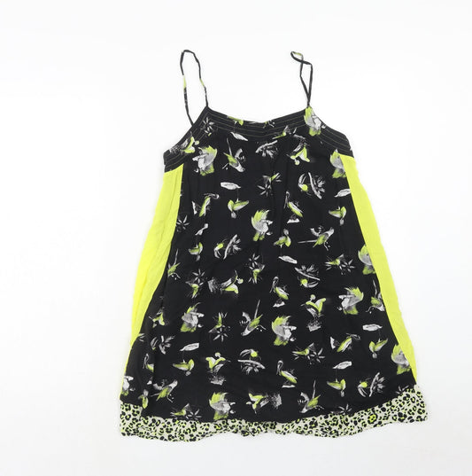 Zara Womens Green Geometric Polyester Basic Tank Size M V-Neck - Birds Print