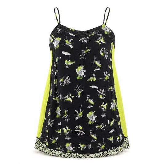 Zara Womens Green Geometric Polyester Basic Tank Size M V-Neck - Birds Print