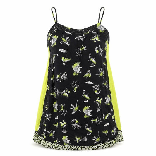 Zara Womens Green Geometric Polyester Basic Tank Size M V-Neck - Birds Print