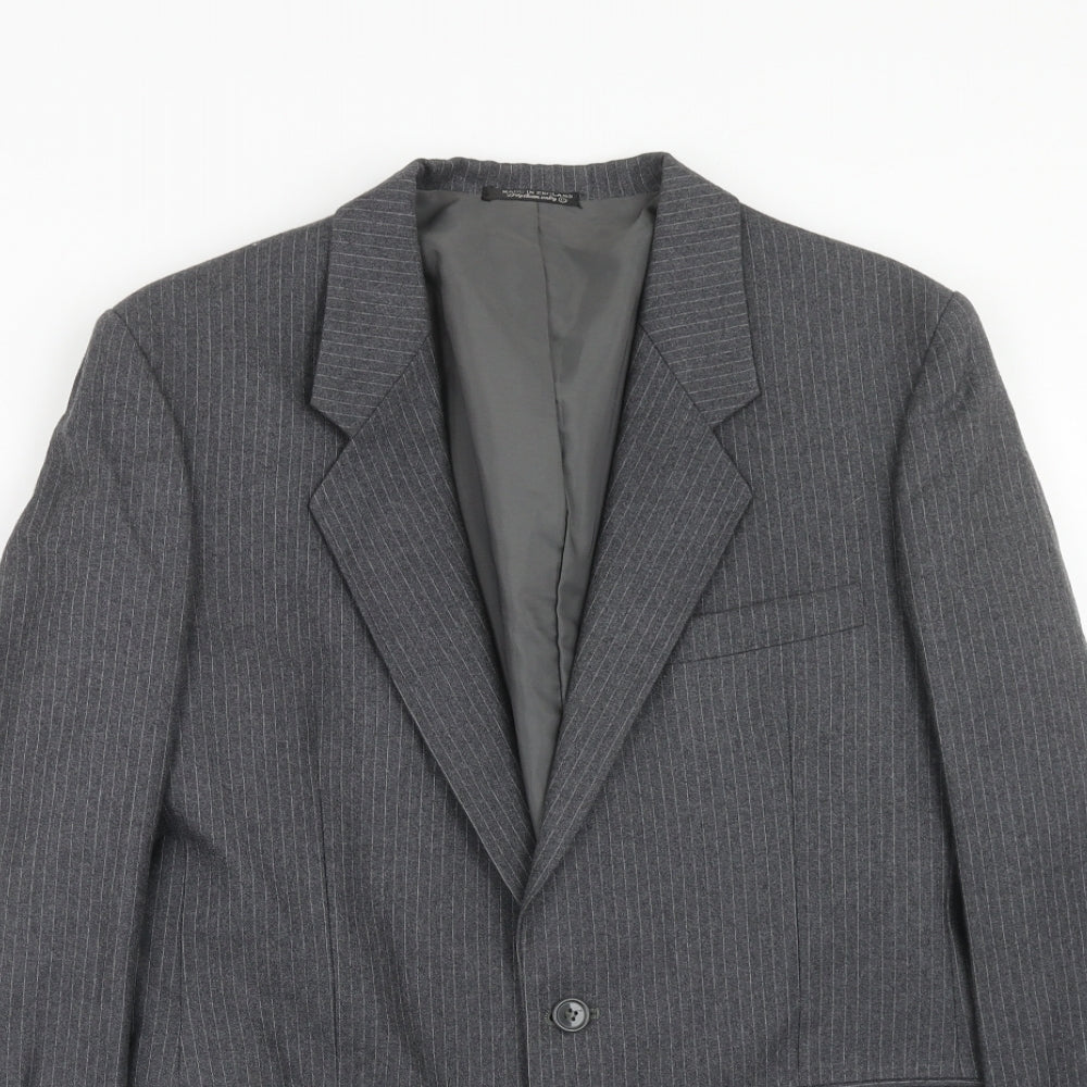 Peter Brown Mens Grey Striped Wool Jacket Suit Jacket Size 36 Regular
