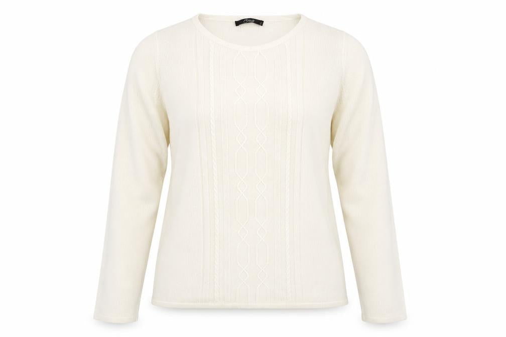 Bonmarché Womens Ivory Round Neck Acrylic Pullover Jumper Size S