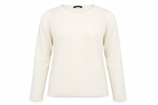 Bonmarché Womens Ivory Round Neck Acrylic Pullover Jumper Size S
